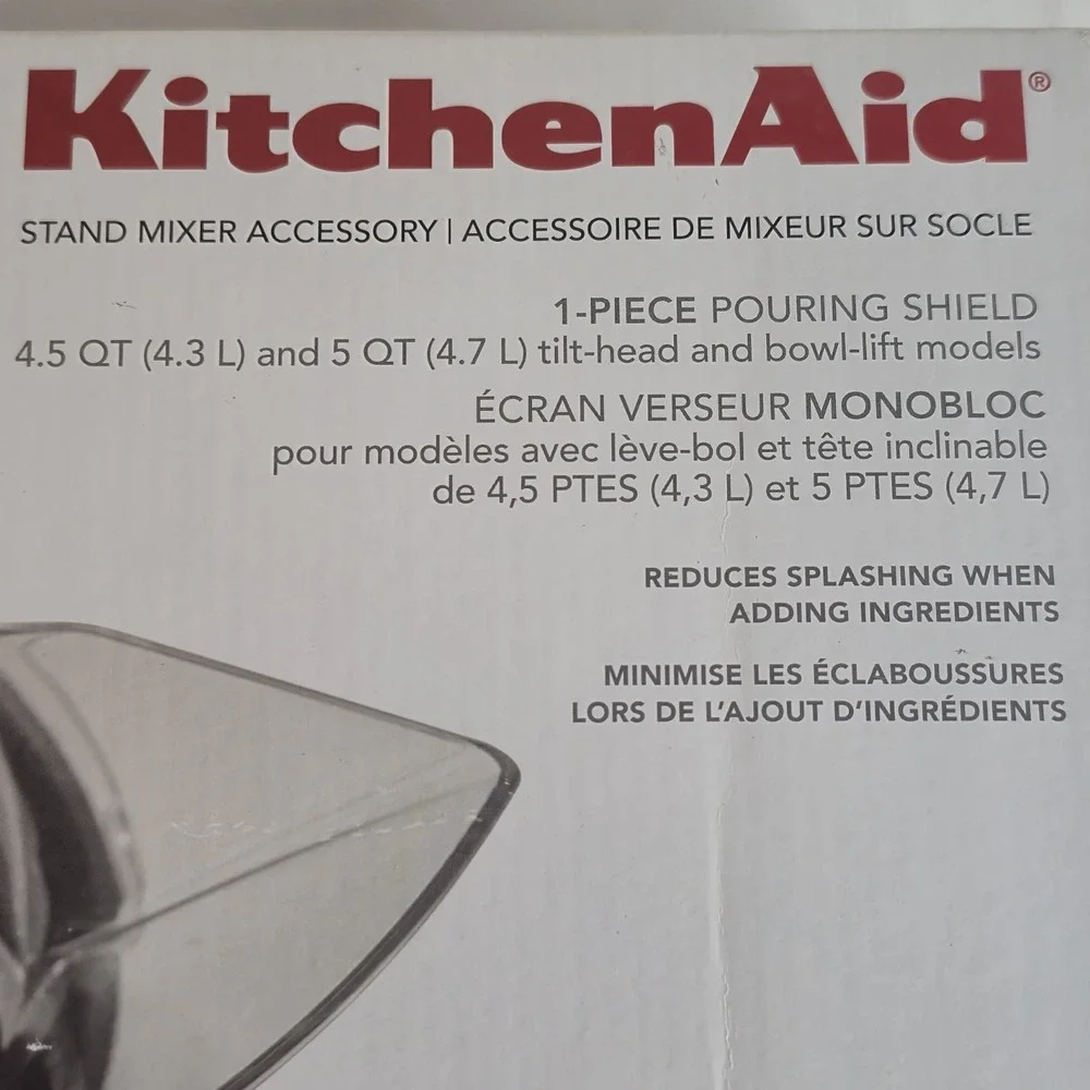 KitchenAid Genuine KN1PS 1-Piece Pouring Shield for 4.5 or 5 Quart Stand Mixers